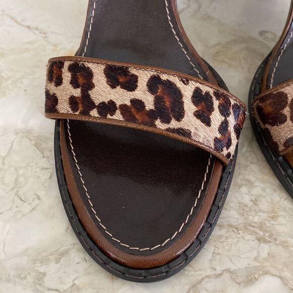 Franco Sarto Cheetah Leopard Print Pony Hair Strappy  Heeled Sandals - Picture 9 of 13